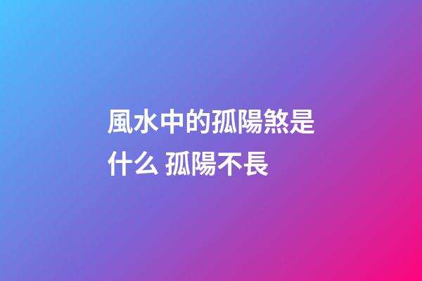 風水中的孤陽煞是什么 孤陽不長